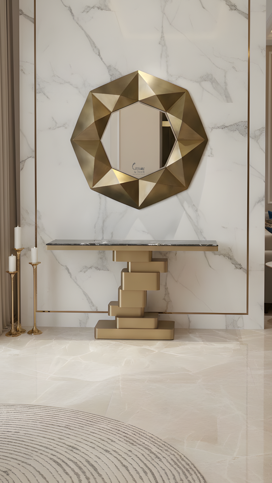 Designer Golden Frame Mirror